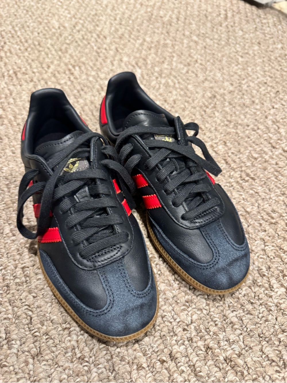 Adidas Black & Red Leather Sambas